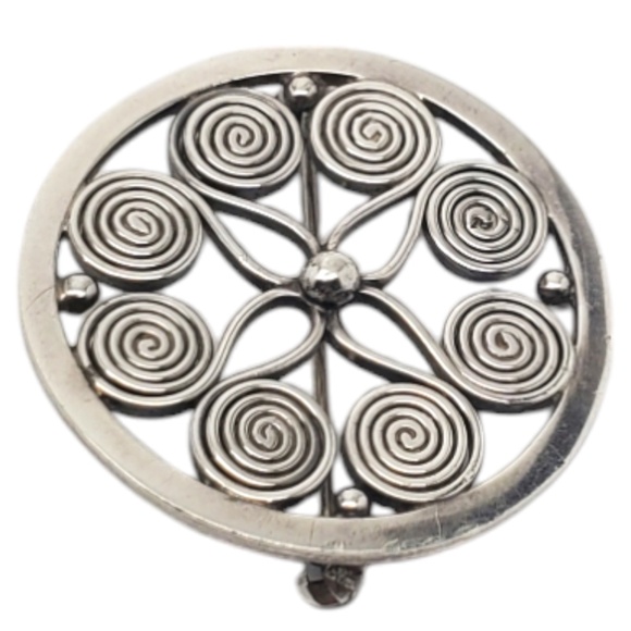 Eivind Knud Petersen Sterling Silver Flower Swirl Brooch #20520 - Picture 4 of 8